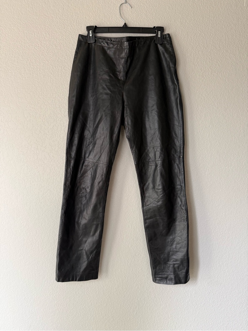 Ann Taylor Black 100% Leather Straight Leg Pants